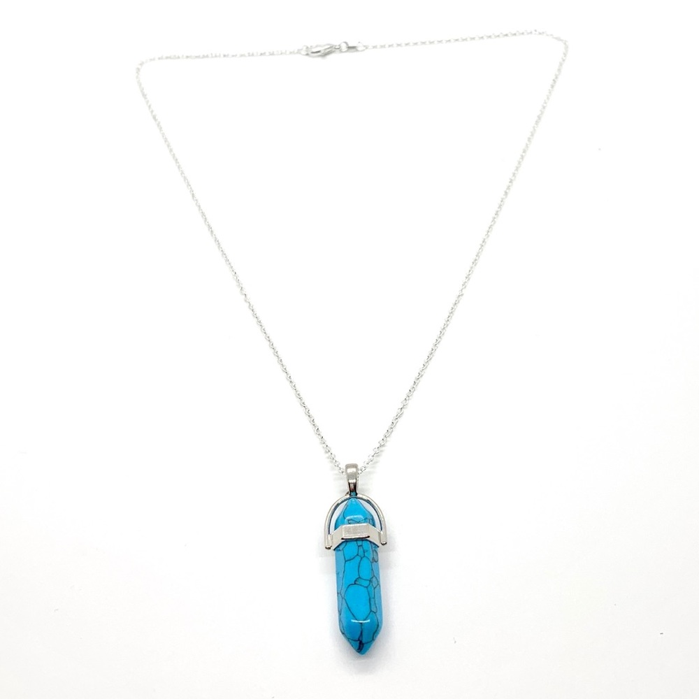 Capri Blue Hexagonal Pendant Necklace - Picture 1 of 4